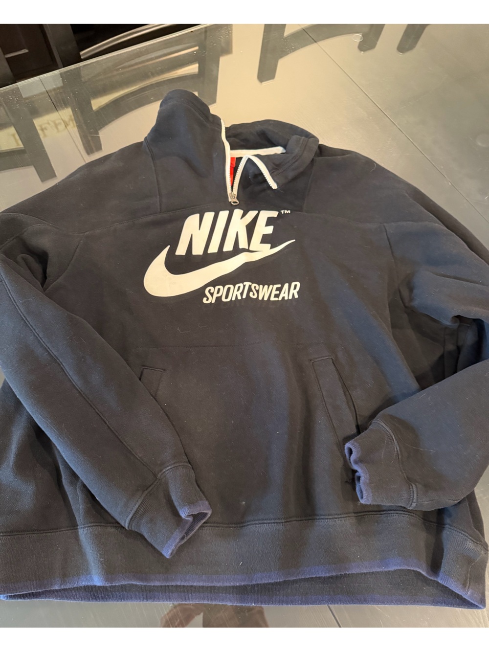 Nike Sportswear Black with White Logo zip up-